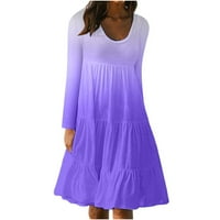 Haljina na plaži Žene Dugih rukava Tunika OR i vrat Ležerne prilike Laise Flowy Swing Mini haljine