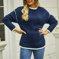 Tosmy ženski džemperi žene ženske jeseni zimske prugasto kolor blok s džemper za vrat pulover pad džemper