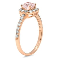 1. CT briljantna princeza Clear Simulirani dijamant 18k Rose Gold Halo Solitaire sa Accenting prstenom