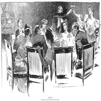 Gibson: večera, 1894. N'puzle. Pronađite čovjeka koji plaća za večeru. Crtanje 1894. godine, Charles