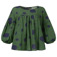 Groanlook dame Tee polka dot majica Crew Crt majica ženska ležerna tunika bluza Labavi dugi rukav Green