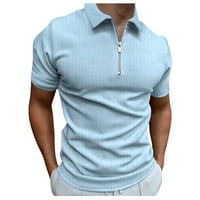 Stripe Nadstreljeni majica casual rukava kratka ovratnik odvojite patentni zatvarač za muške bluze za