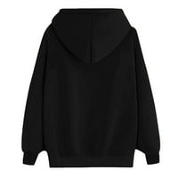 Ženski vrhovi odozgo ispod $ ženski modni tisak dugih rukava džepni pulover košulje s kapuljačom s kapuljačom