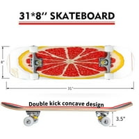 Silueta grejpa kriške izoliranog crtanja voća na vanjskoj skejtbord longboards 31 x8 Pro Kompletna klizačica