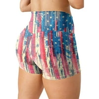 SolacOl Womens Sport Hotsa Ženske sportske kratke hlače za žene Moda Ženska ženska struka Američka zastava