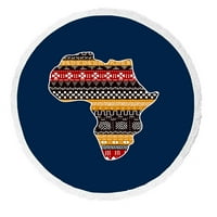 Afrički kontinent na plavom tradicionalnom blato ornamentu za plažu plaža pokrivač plaža Yoga Mat