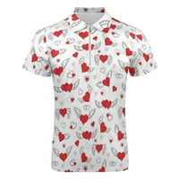 Muškarci Valentine Dan Geometrijske polovine Polo majice Košulje poklopce patentni zatvarač s kratkim