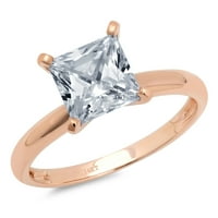 1. CT sjajna princeza CUT Prirodni švicarski plavi topaz 14K ružičasti zlatni pasijans prsten sz 3.5