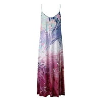 Zyooh Womens V-izrez Dress plus veličina Ležerna haljina Ljeto tiskovina plaža Boho haljine za žene sa džepovima