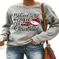 Nananla ženski vrhunski božićni pisani dugi rukav ležerni duks pulover
