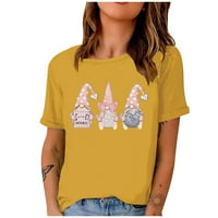 Zodggu Najbolji košulje za Valentinovo za žene Proljeće Ljeto Slatko Gnome Print Short rukav Crew Crt