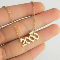 Xinrui broj privjesak godina Ogrlica od nehrđajućeg čelika od nehrđajućeg čelika Izvrsna lanac Ženska ogrlica za rođendan poklon