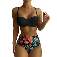 Žene Print bikinis kupaći kostim Push Up Bikini set Dvije plažne kupaći kostimi kupaći kostimi kupaći kostimi za žene Lime