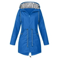 Ženska jakna kišna jakna s kapuljačom laganom dugim rukavima Zip up up nacrtač kiše sa džepovima