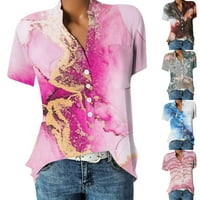 Ženske košulje s kratkim rukavima do vrha ljetne cvjetne žene poslovne majice XXXL