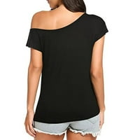 SunhillsGrace majice za žene kratki rukav asimetrični cvjetni ispis s ramena Tops Disco T majica Tee Majica Top bluza