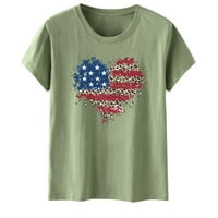 Dan nezavisnosti Love Flag Ispiši majicu kratkih rukava Žena ženska pamučna majica dugih rukava Raglan