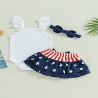 Thaisus Dan nezavisnosti Dječja djevojka odjeća, ljetni leteći rukav rukav i casual zvezda Stripe Stripe