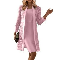 Ljetne haljine za žene dugih rukava Dužina koljena za slobodno vrijeme od ispisane platformske obrise ružičasta 3xl