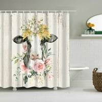 Tuš za zavjese uz seoska kuća, cvjetni tuš za tuširanje goveda Životinjski kupatilo ukras