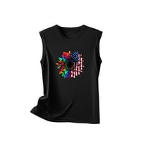 Dyegold Ljetni vrhovi za žene Trendy, ljetne bluze za žene suncokret američki zastava tiskastih košulja