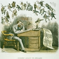 Charles Dickens. N'Charles Dickens 'Legacy za Englesku.' Graviranje drveta, 19. vek. Poster Print by
