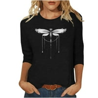 Hvyesh rukav za žene Ljeto Loose Fit Graphic okrugli vrat T košulje Comfy Breey Cleene bluze za nošenje