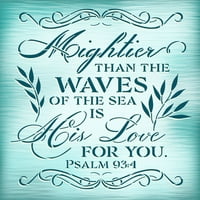 Moćnije od valova morske šablone od Studior Psalam 93: Biblijski stih Work Art Diy Faith Početna Dekor