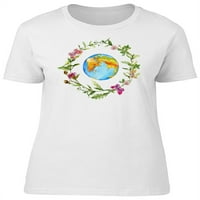 Prekrasan cvjetni svjetski globus majica - MIMAGE by Shutterstock, ženska mala