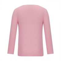 Muške jesenske košulje za zimske pulover prevelike fit solidne boje V-izrez dugih rukava dugih rukava na dno, ležerna lagana rastezljiva bluza vrhovi ružičaste s