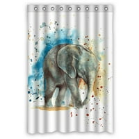 Akvarel sive slonove plave narandžaste tušske zavjese i kuke za kućni dekor