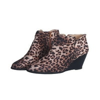 Tenmi Dame Anketi Booies Side Zip Wedge Boot Leopard Chelsea Bootie Ležerne prilike za zimske čizme