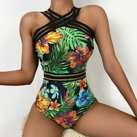 Amousa ženski seksi ispis patchwork tenk top jednodijelni valovita ivica bikinija kupaći kostimi ženski
