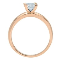 CT Sjajni smaragdni rez prozirni simulirani dijamant 18k Rose Gold Solitaire prsten sz 10.75