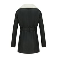 TOQOT FAU kožna jakna - patentni pazeći dugih rukava Ležerne modne jakne za žene crna veličina L