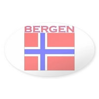 Cafeprespress - Bergen, Norveška zastava Ovalna naljepnica - naljepnica