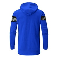 KPOPLK muške casual workout hoodie puni zip vrhovi crtajući šivanje sudara boja dugih rukava s kapuljačom s kapuljačom plavi, xxl