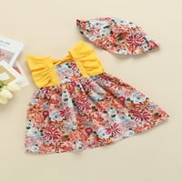 Pudcoco Toddler Baby Girl Summer Literatura Sundress cvjetni print ruffle ruff patchwork haljina + šešir