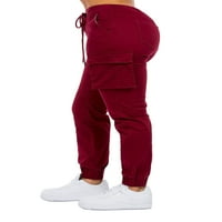 -Style USA ženski potez za vuču struka tereta jogger hlače rjj burgundy 3xl