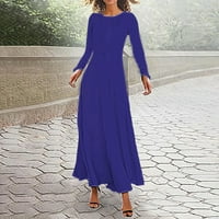 Haljina od pune boje Žene Ležerne prilike dugih rukava izrez Lose Duga haljina plaža modna sjenica