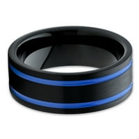 Crni četkani volfram karbid vjenčani bend Dvostruki plavi žljebovi cijev izrezani prsten 10