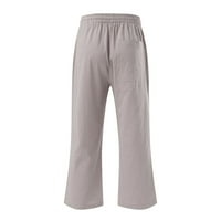 Puawkoer ženske pamučne ležerne sažeto hlače udobne radne pantalone sa džepovima Elastični visoki struk