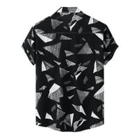 Luiyenes Geometrijska tiskana majica kratka ovratnik rukava za rukave casual muške majice za samostojeće