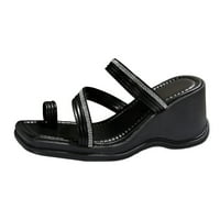 Dame Fashion Ljetna kožna kožna kože Dekorativne cipele na cipelama debele potplate Sandale Sandale za žene Crnim 8