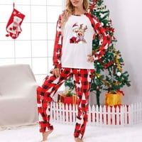 Vrijeme i trube, božićne pidžame za porodičnu odjeću, sin kćeri, meko, crveno, roditelj-dijete topli