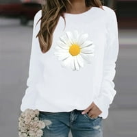 Zimske ženske trendy casual vrhove dame prekrasno sunce cvjetni ispisuje duks bluza