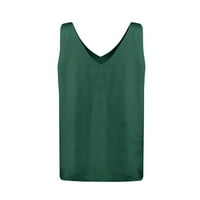 Podplag Fashin Ženski vrhovi, ženska ljetna casual V-izrez Solidna svilena majica bez rukava bez rukava