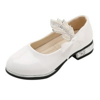 Djevojke kožne cipele Rhinestone Bowknot Mary Jane School Party cipele za djevojčicu veličine 36; 11,5-
