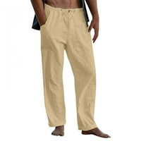 Hlače za muškarce, čišćenje muške novih posteljina hlača nacrtavanje elastične čvrste boje labave ležerne pantalone za muškarce