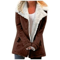 Pogonska jakna ustaljenu odjeću Ženska casual moda labav solid bool plus Plus potkoljenica džepna jakna smeđe s